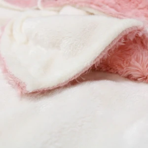 Pink Twist Rose Plush Reversible to White Plush Baby Blanket