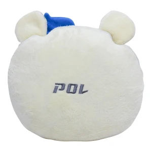 Pol 3D Embroidery Face Shape Flannel Pillow Blanket (White,Blue)