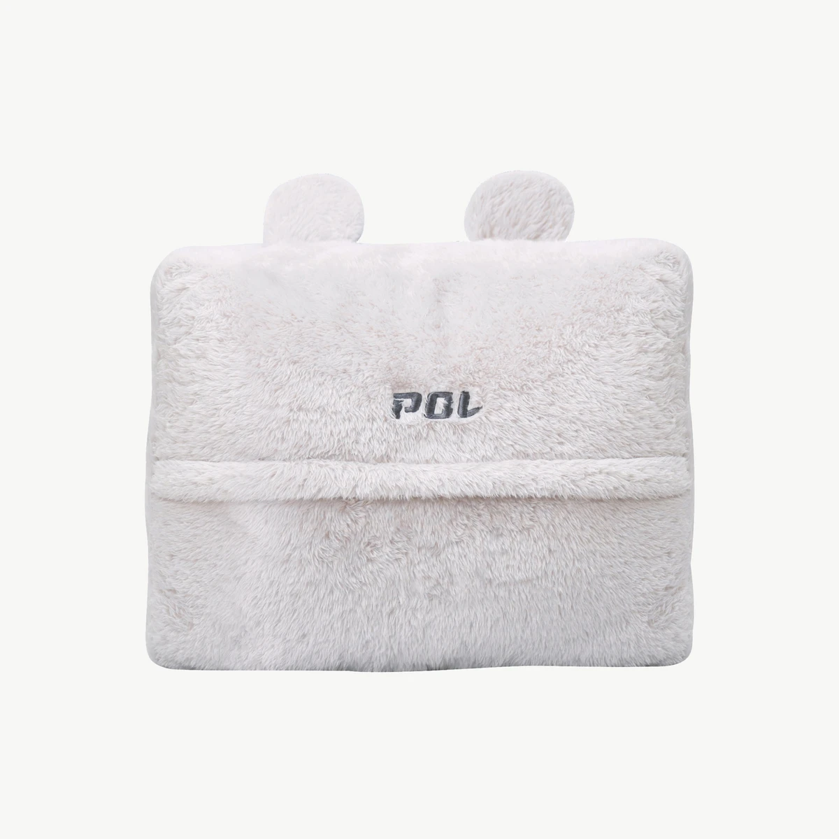 Pol Embroidery Plush Hand Warmer Pillow Blanket (Grey,White)