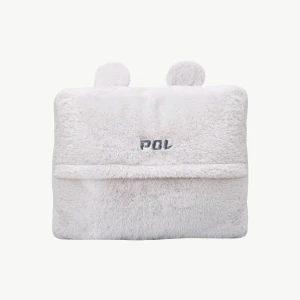 Pol Embroidery Plush Hand Warmer Pillow Blanket (Grey,White)