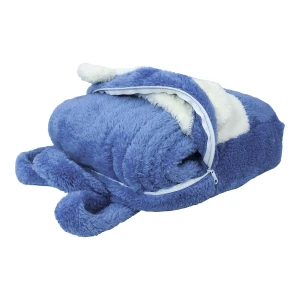 Pol V2 3D Embroidery 2-Tone Plush Backpack Blanket (White,Blue)