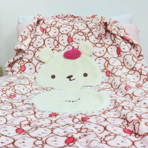 Pol V2 Face Shape Pillow Blanket with Printed Flannel Blanket (Pink)