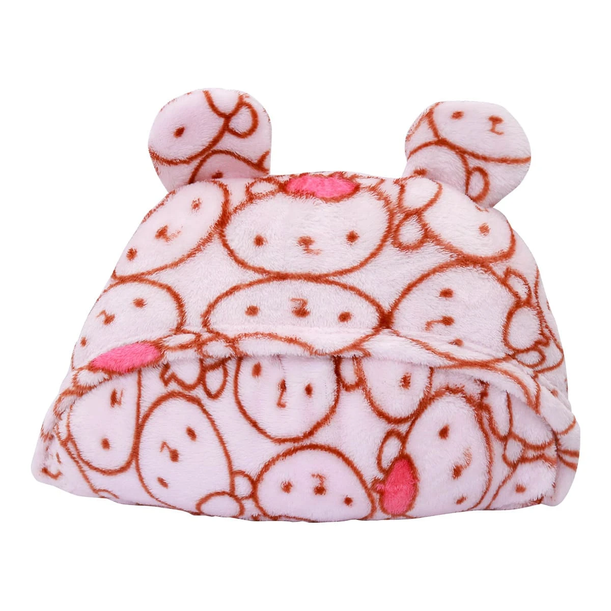 Pol V2 Printed Flannel Hooded Baby Blanket with Sleeves (Pink)