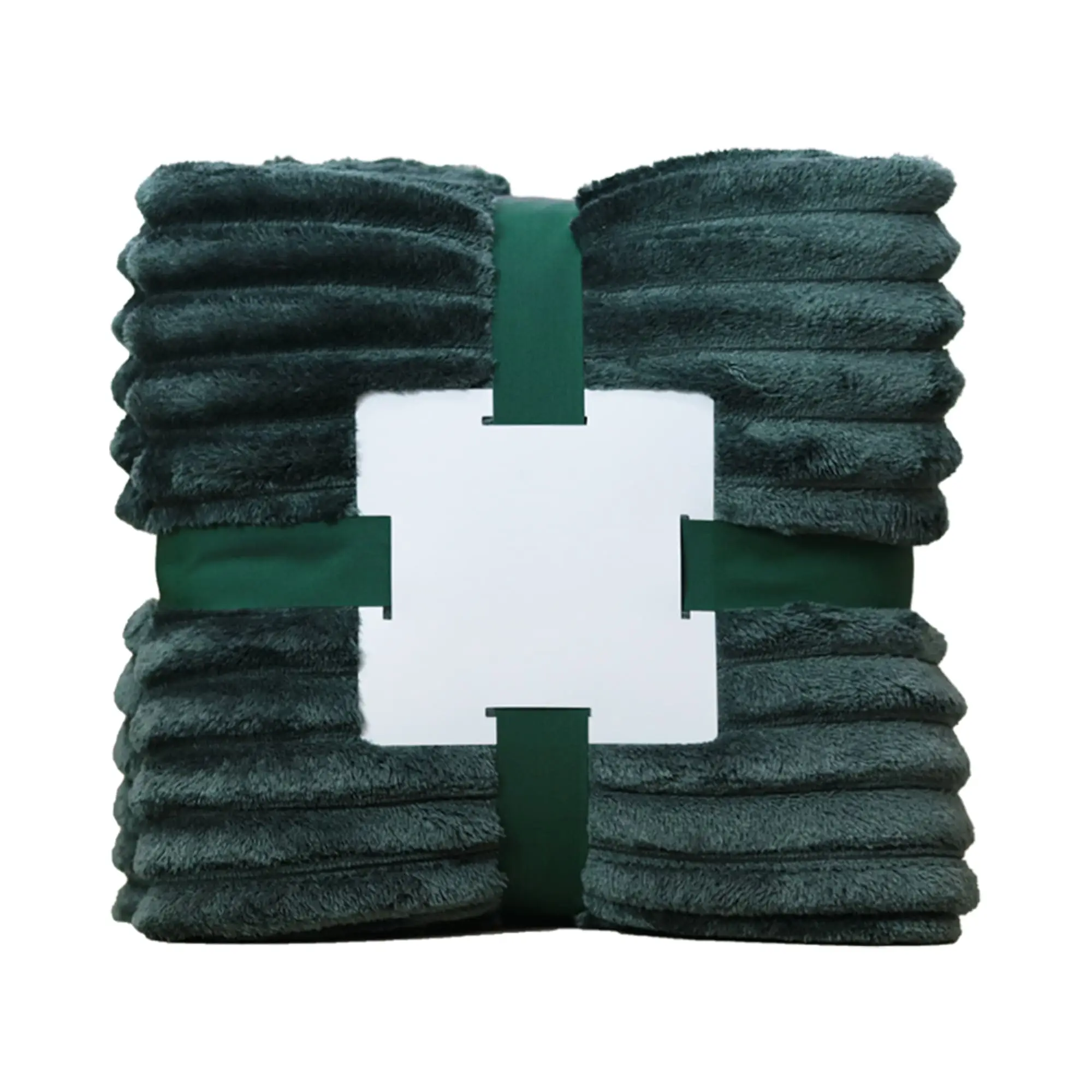 Premium Thick Blanket | Corduroy Throw Jumbo Cord | Dark Green