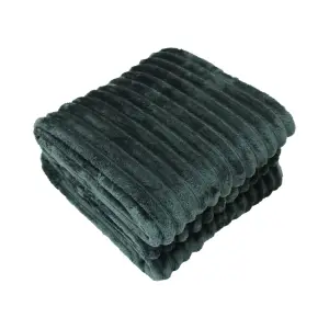 Premium Thick Blanket | Corduroy Throw Jumbo Cord | Dark Green