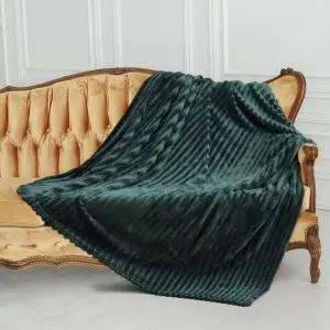 Premium Thick Blanket | Corduroy Throw Jumbo Cord | Dark Green