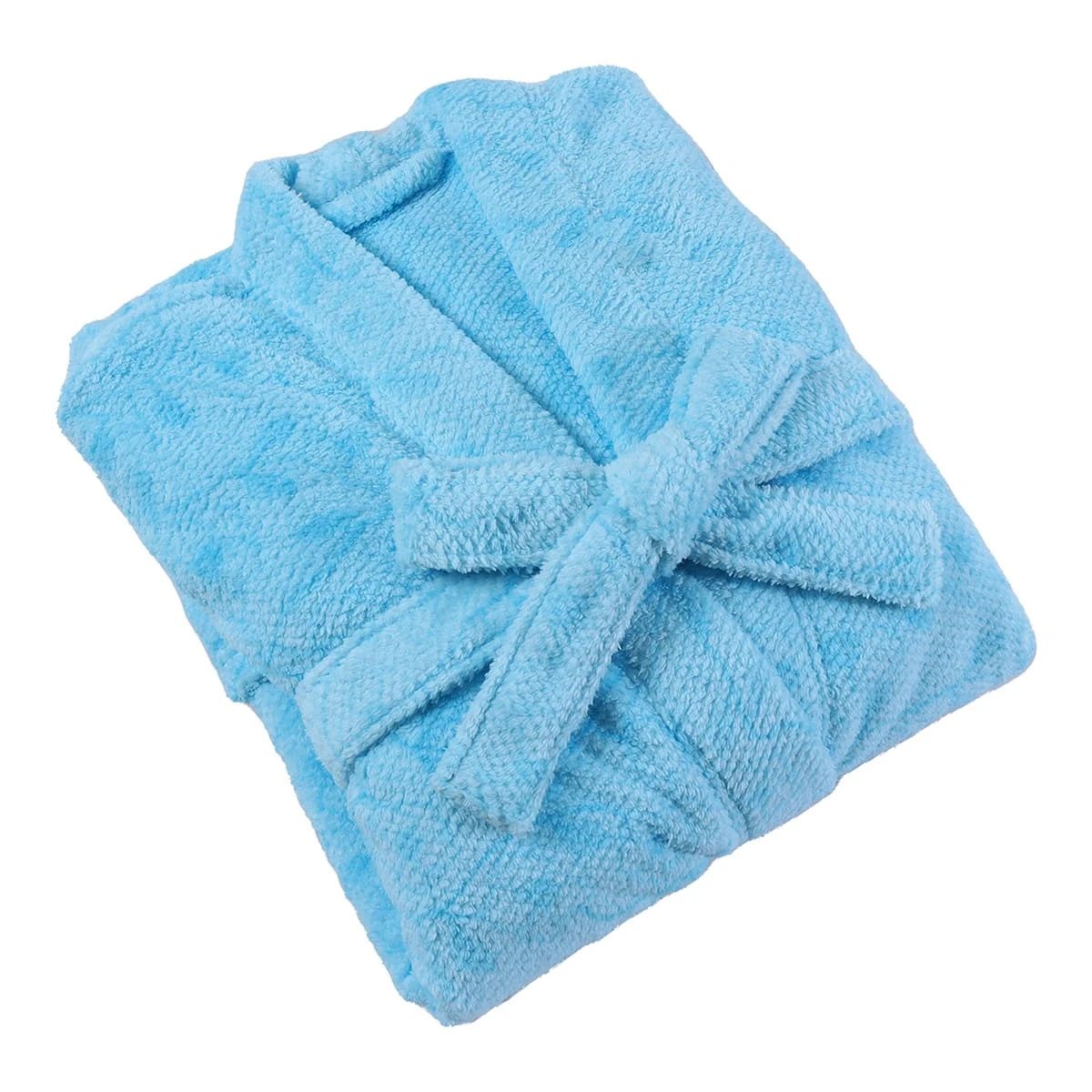 Printed Jacquard Flannel Bathrobe - Waffle Textured (Blue Flower)