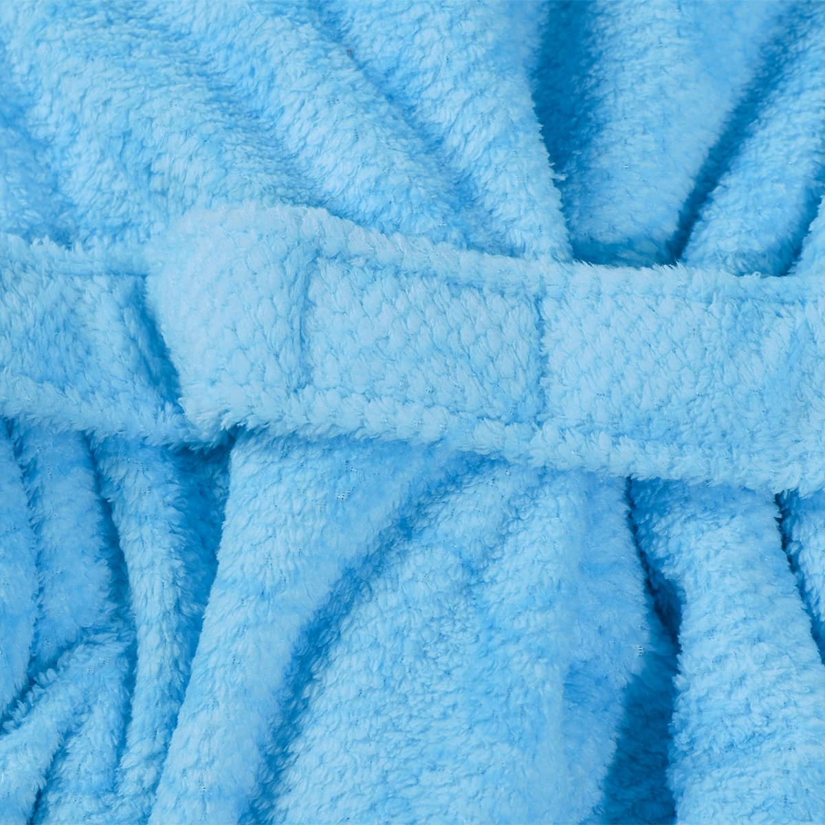 Printed Jacquard Flannel Bathrobe - Waffle Textured (Blue Flower)