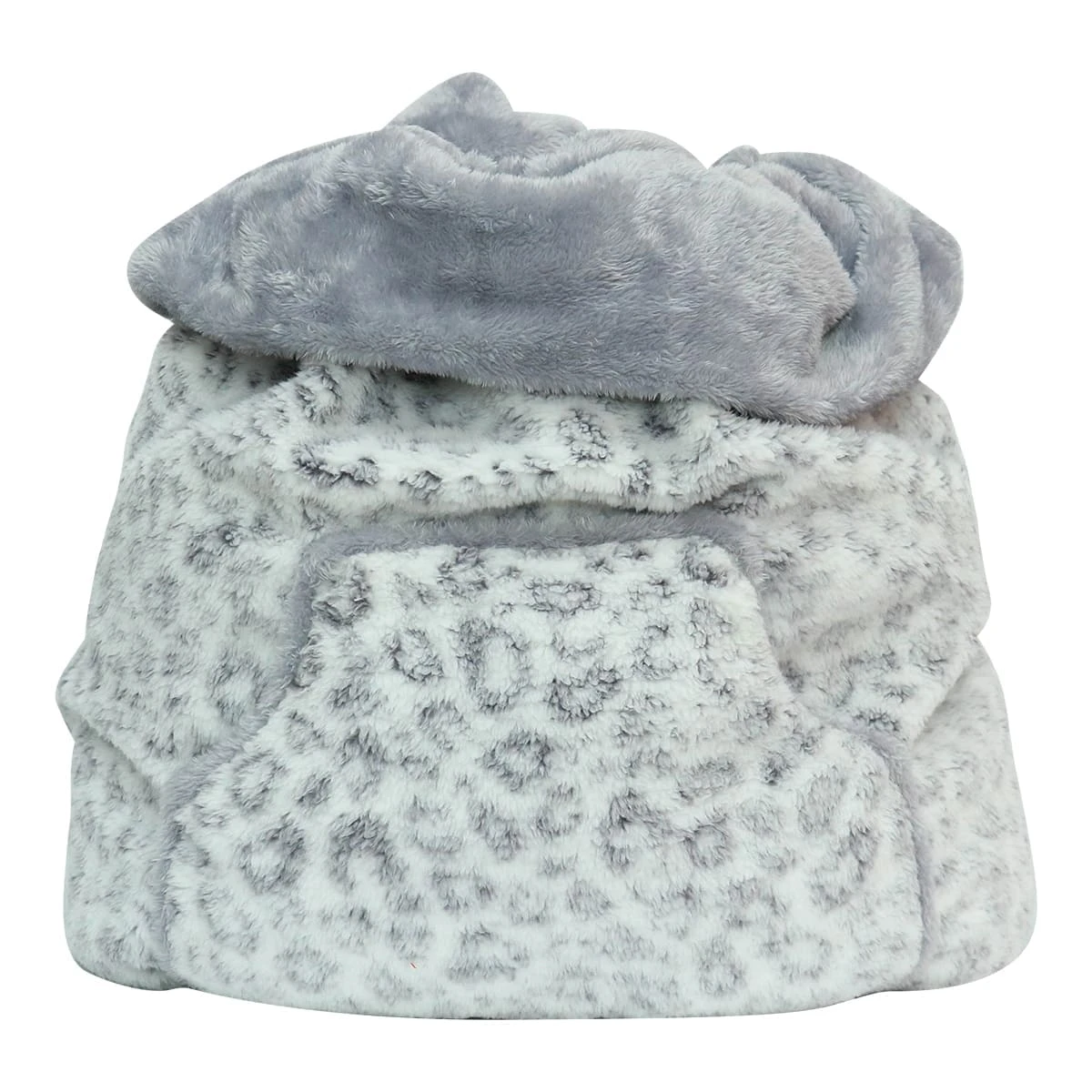 Printed Plush Pet Sleeping Bag (Grey Leopard)