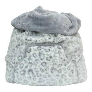 Printed Plush Pet Sleeping Bag (Grey Leopard)