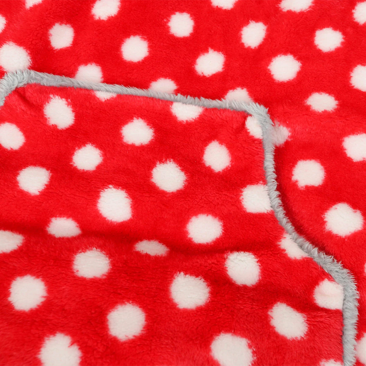 Printed Plush Pet Sleeping Bag (Red Whit Dot)