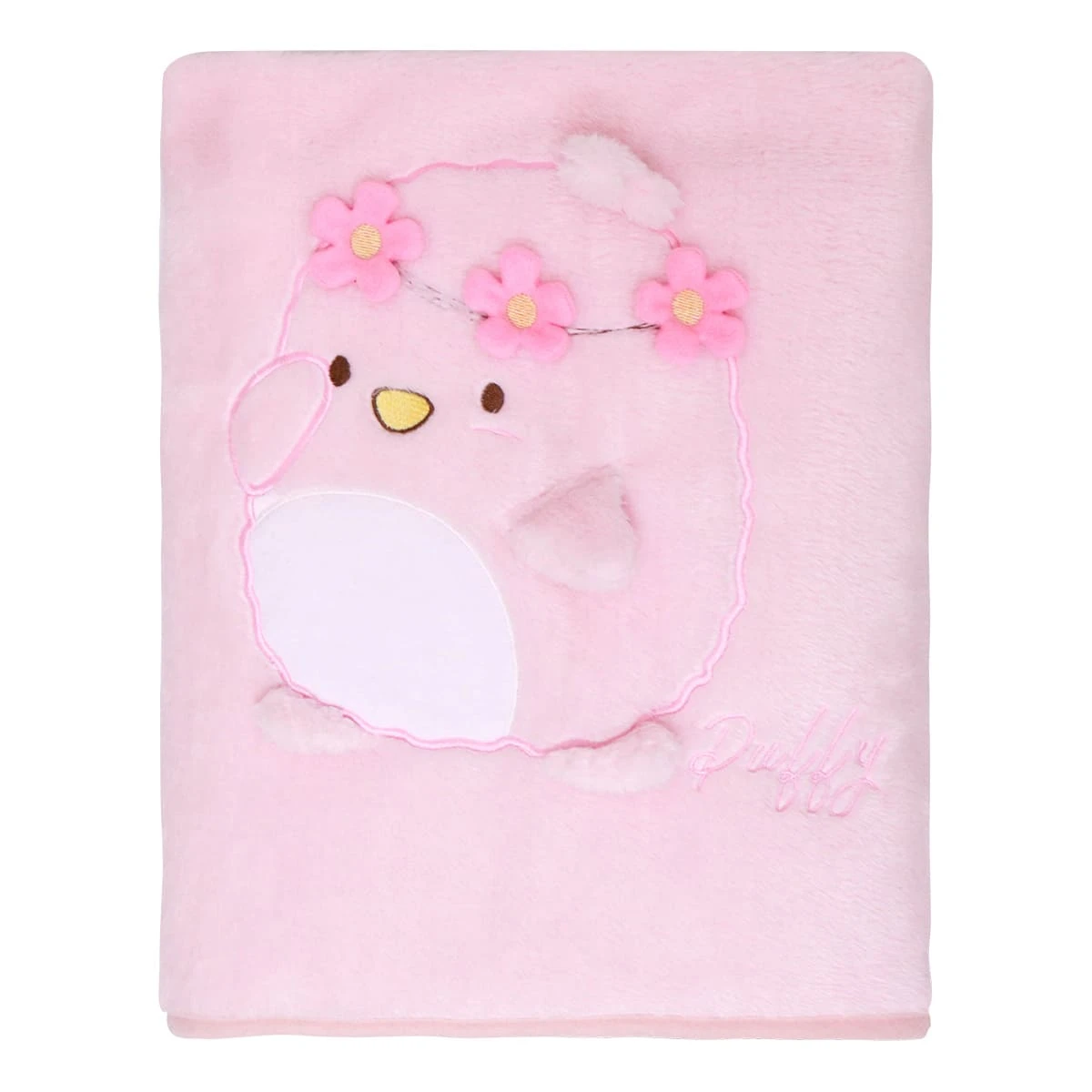 Puffy 3D Embroidery Recycled Plush Baby Blanket (Pink)