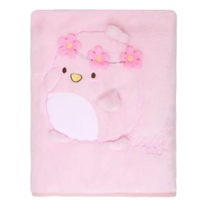 Puffy 3D Embroidery Recycled Plush Baby Blanket (Pink)