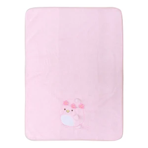 Puffy 3D Embroidery Recycled Plush Baby Blanket (Pink)