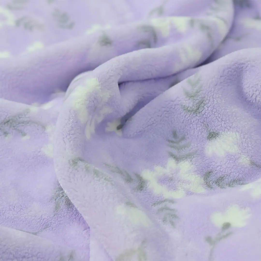 Purple Flower Printed Flannel Blanket – Ultra Soft & Lightweight Throw
