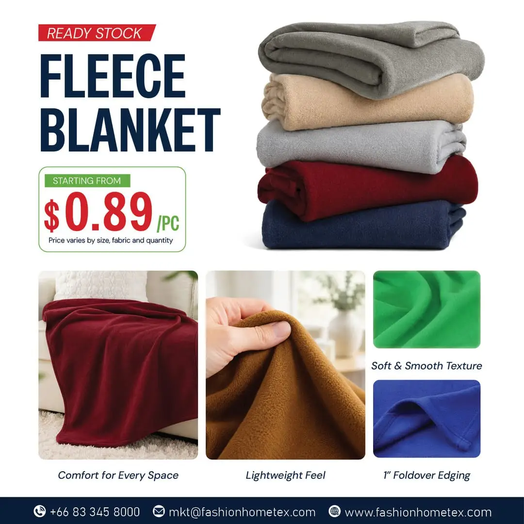 Ready Stock Fleece Blanket - Solid Color | Promotion Price From $0.89