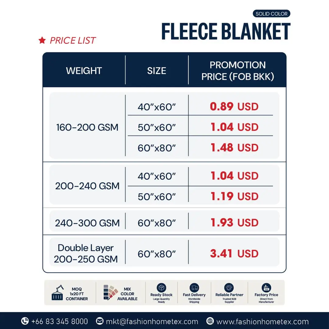 Ready Stock Fleece Blanket - Solid Color | Promotion Price From $0.89