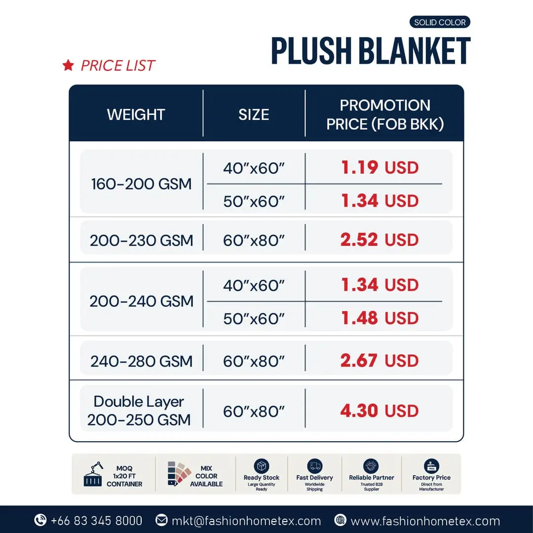 Ready Stock Plush Blanket - Solid Color | Promotion Price From $1.19