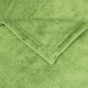 Recycled Polyester Fluffy Flannel Tote Bag Blanket with Bear Design (Green)