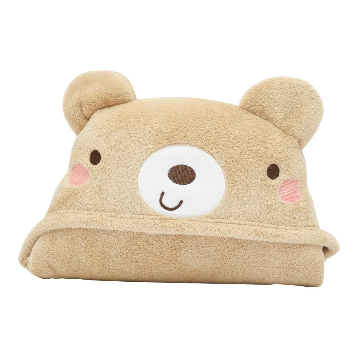 Recycled Polyester Hooded Flannel Blanket with Bear Design (Brown)
