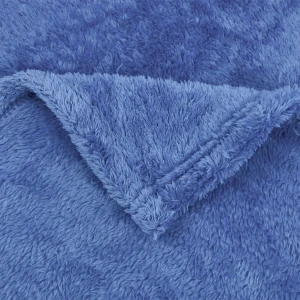 Recycled Polyester Hooded Plush Blanket with Bear Design (Dark Blue)