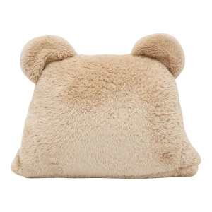 Recycled Polyester Hooded Plush Blanket with Bear Design (Brown)