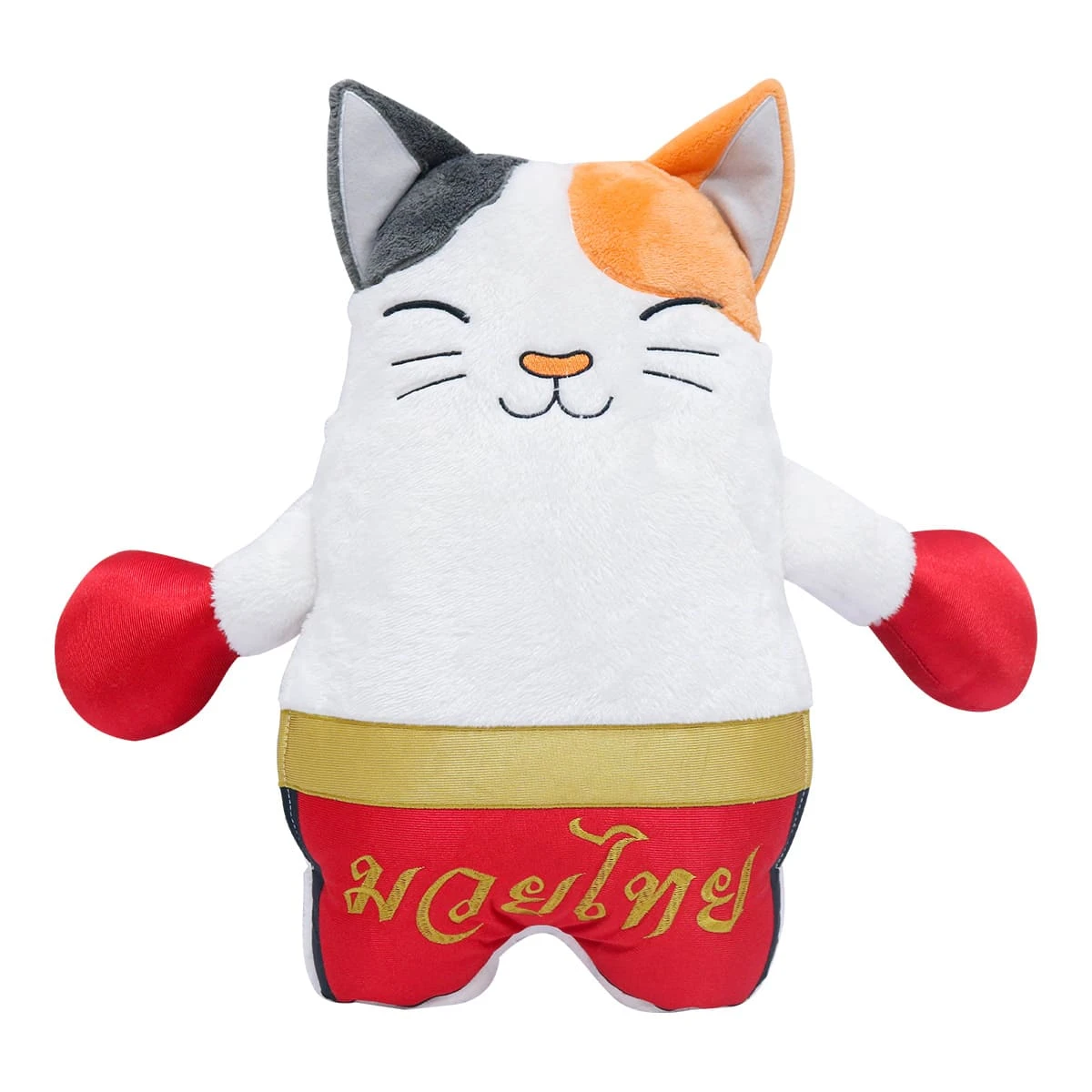 Recycled Polyester Muay Thai Cat Hand Warmer Doll Pillow Blanket (Red, Grey)