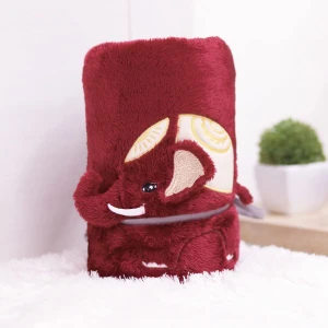 Recycled Polyester Thai Elephant Roll-Up Plush Blanket (Red)