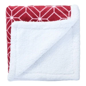 Red Diamond Pattern Printed Velfleece Reversible to Sherpa Blanket