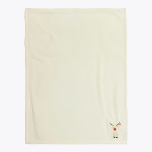 Reindeer Embroidery Flannel Baby Blanket (Cream)