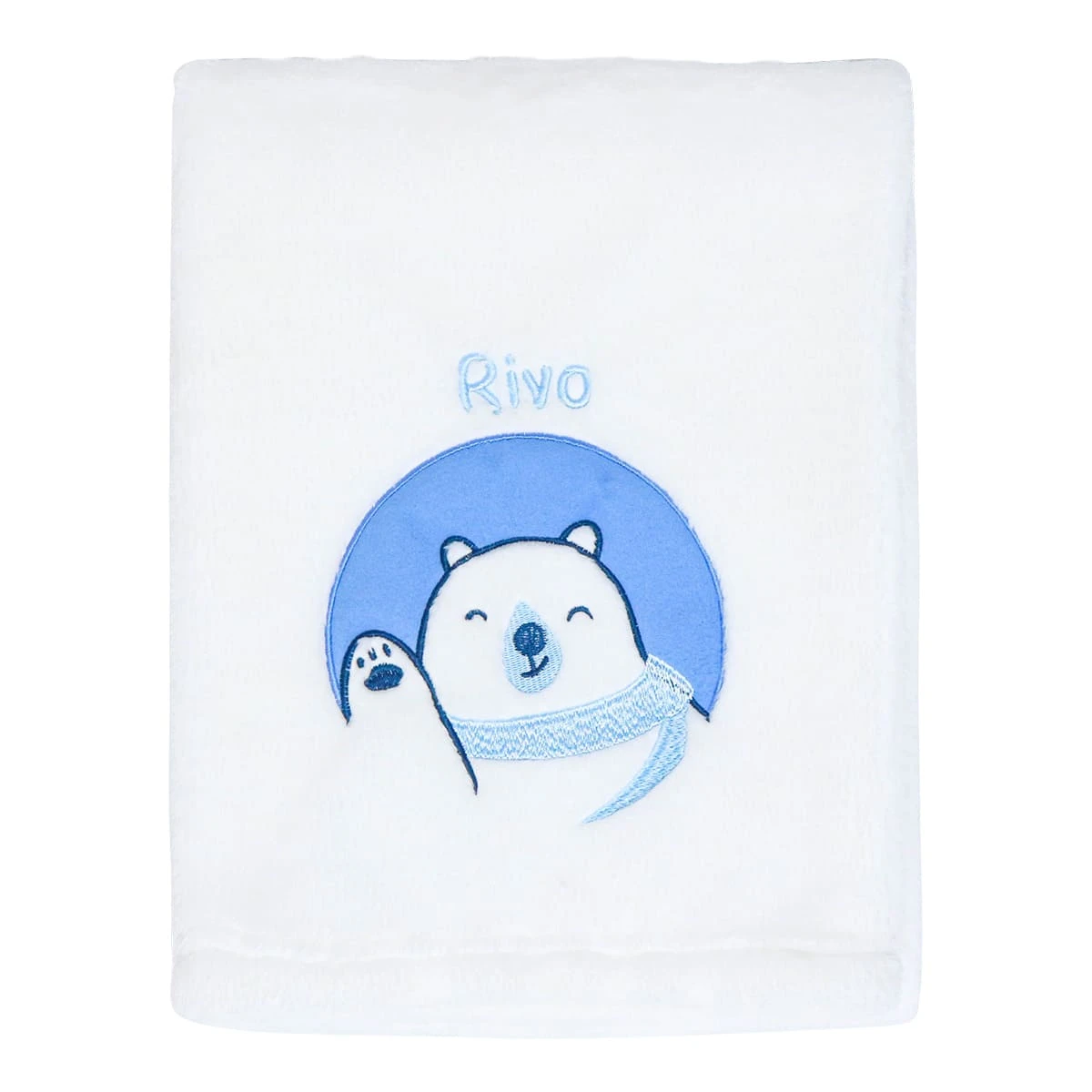 Rivo Embroidery Plush Baby Blanket (White)