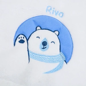 Rivo Embroidery Plush Baby Blanket (White)