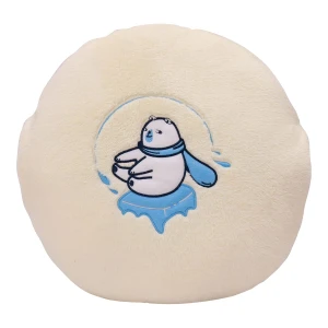 Rivo Embroidery Plush Hand Warmer Pillow Blanket (White)