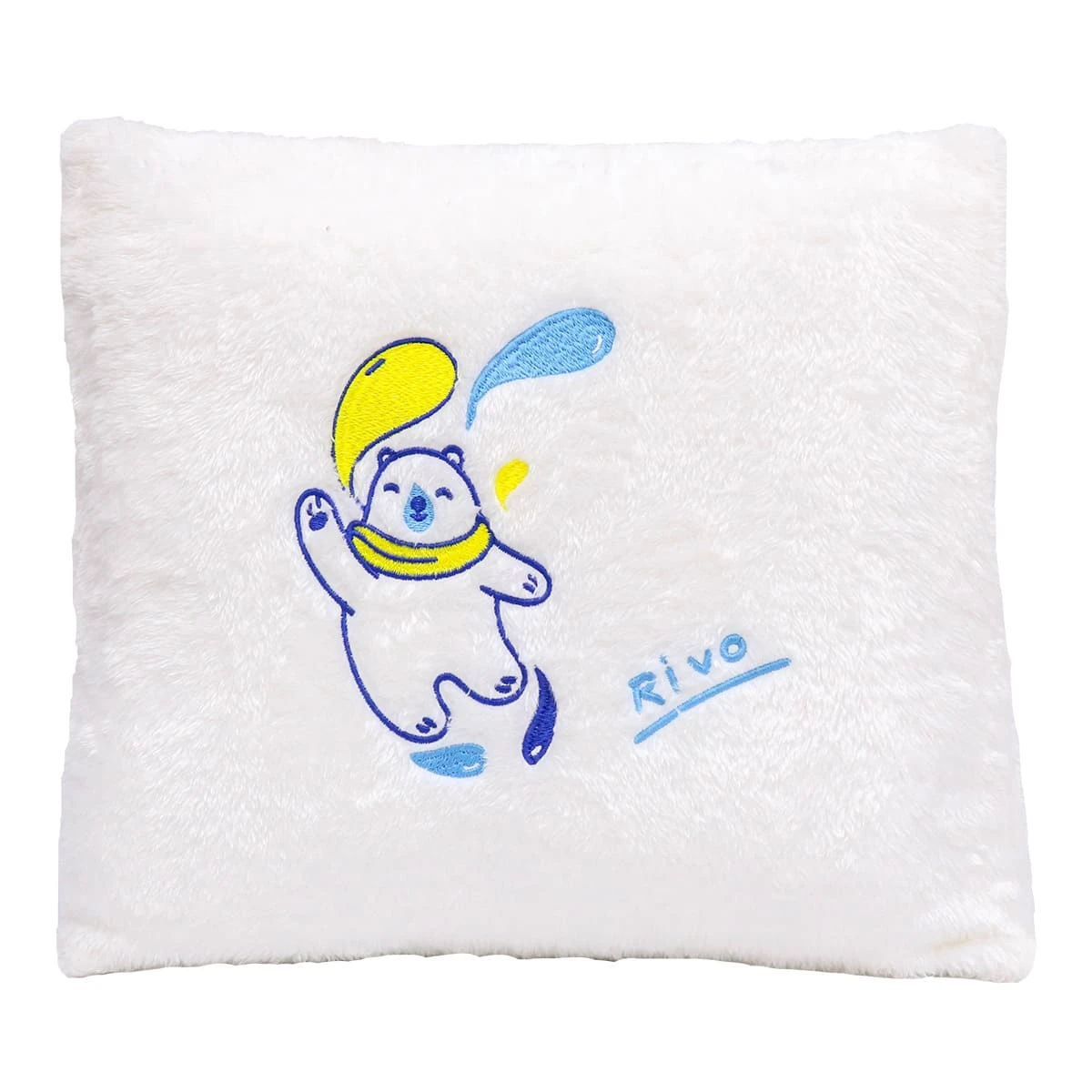 Rivo Embroidery Plush Pillow Blanket (White)