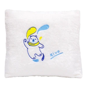 Rivo Embroidery Plush Pillow Blanket (White)