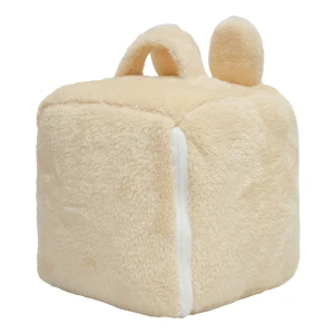 Ronnie 3D Embroidery Cube Shape Carry-on Recycled Plush Blanket (Beige)