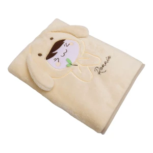 Ronnie 3D Embroidery Recycled Plush Baby Blanket (Beige)