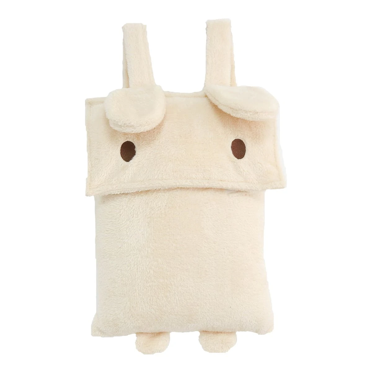 Ronnie 3D Embroidery Recycled Plush Backpack Blanket (Beige)