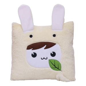 Ronnie 3D Embroidery Recycled Plush Pillow Blanket (Cream)