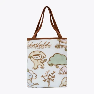 Ronnie Embroidery Recycled Plush 2 Sided Tote Bag with Printed Fleece Blanket