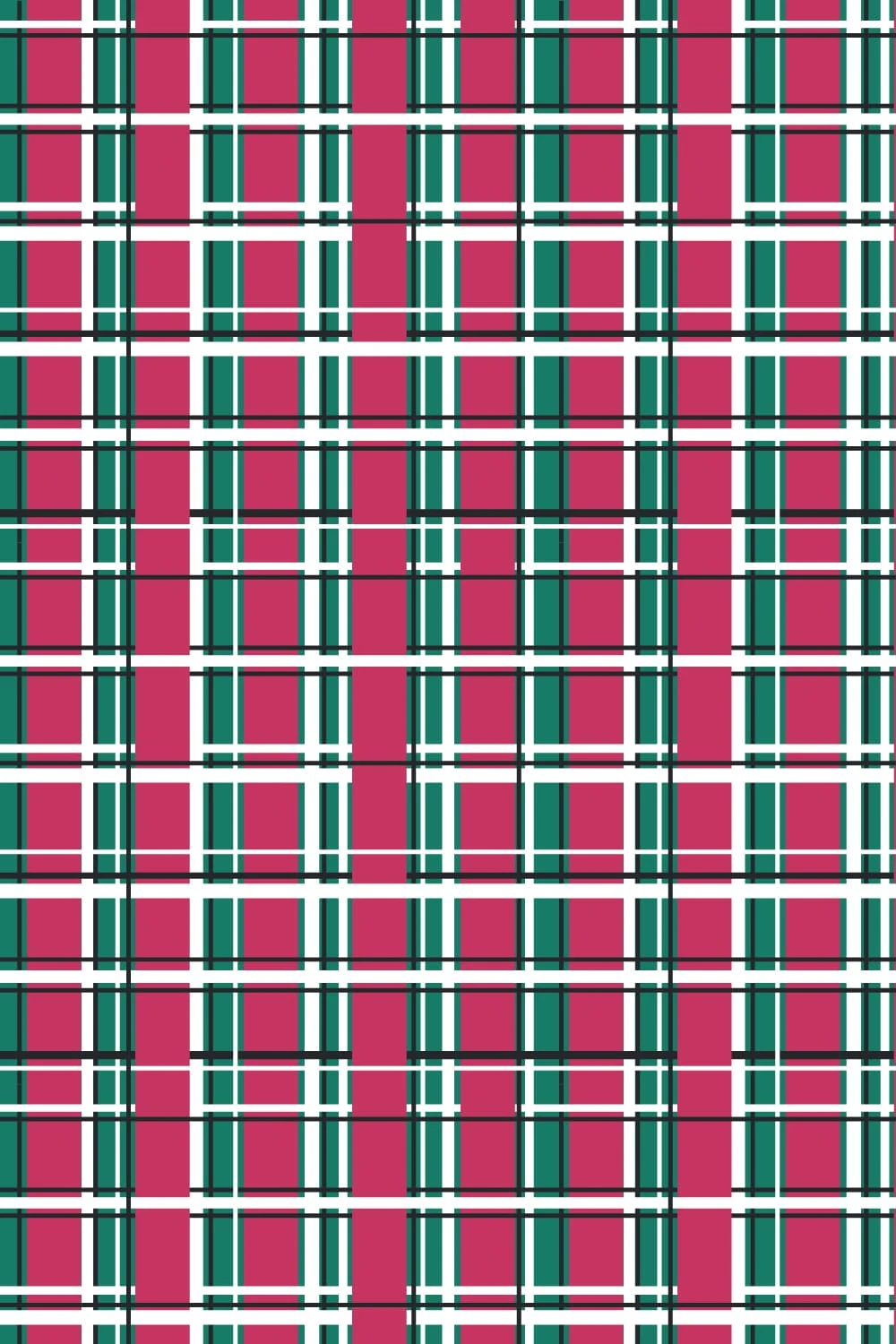Snow Sparkle : Pink Green Tartan Pattern