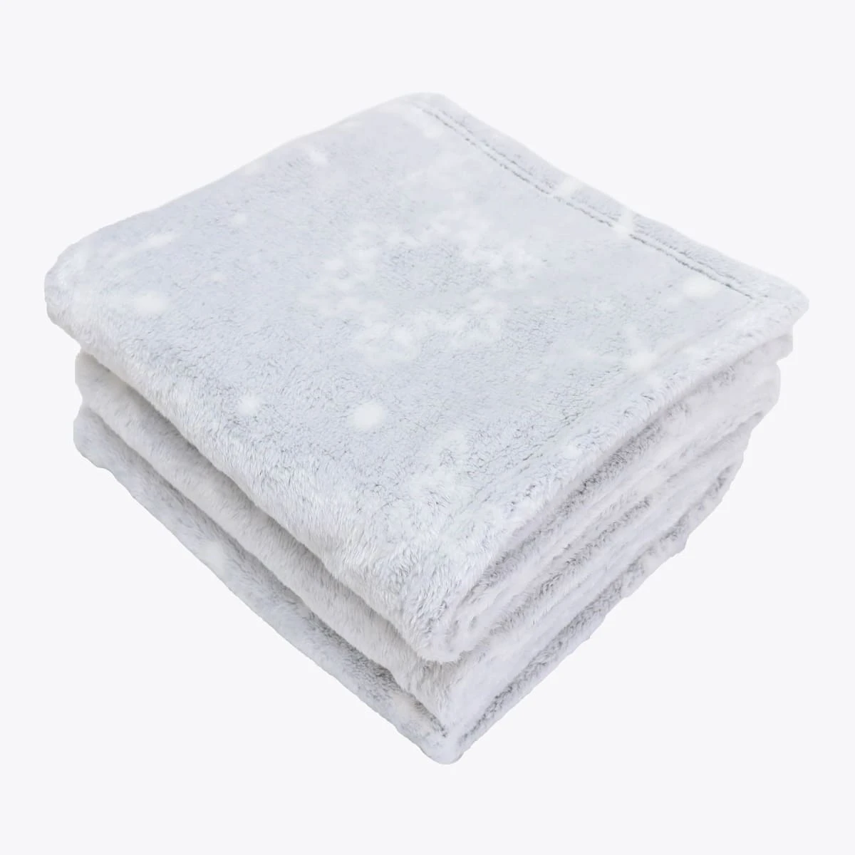 Snowflake Printed Frosted Plush Blanket (Silver Grey)