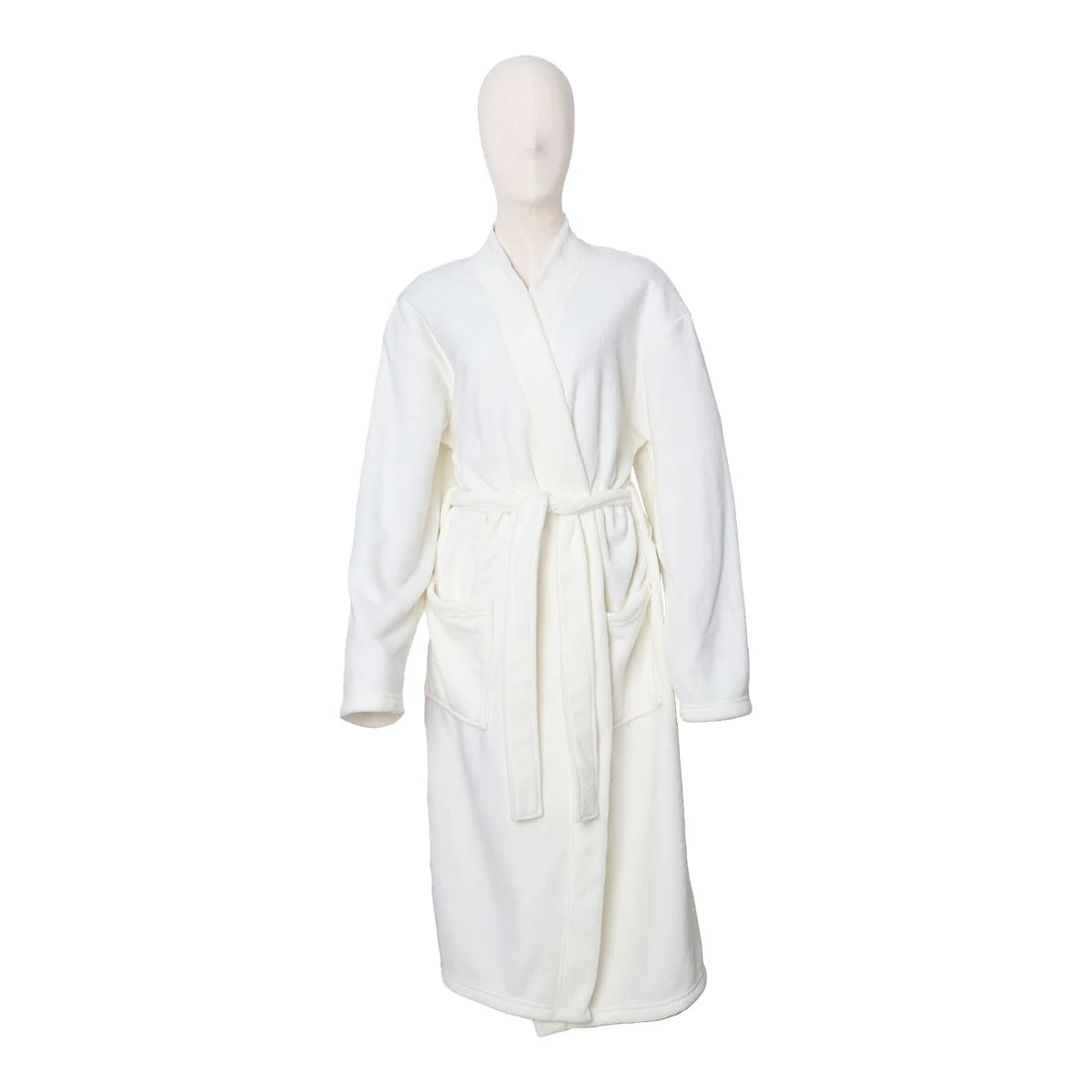 Solid Color Flannel Bathrobe (Cream)