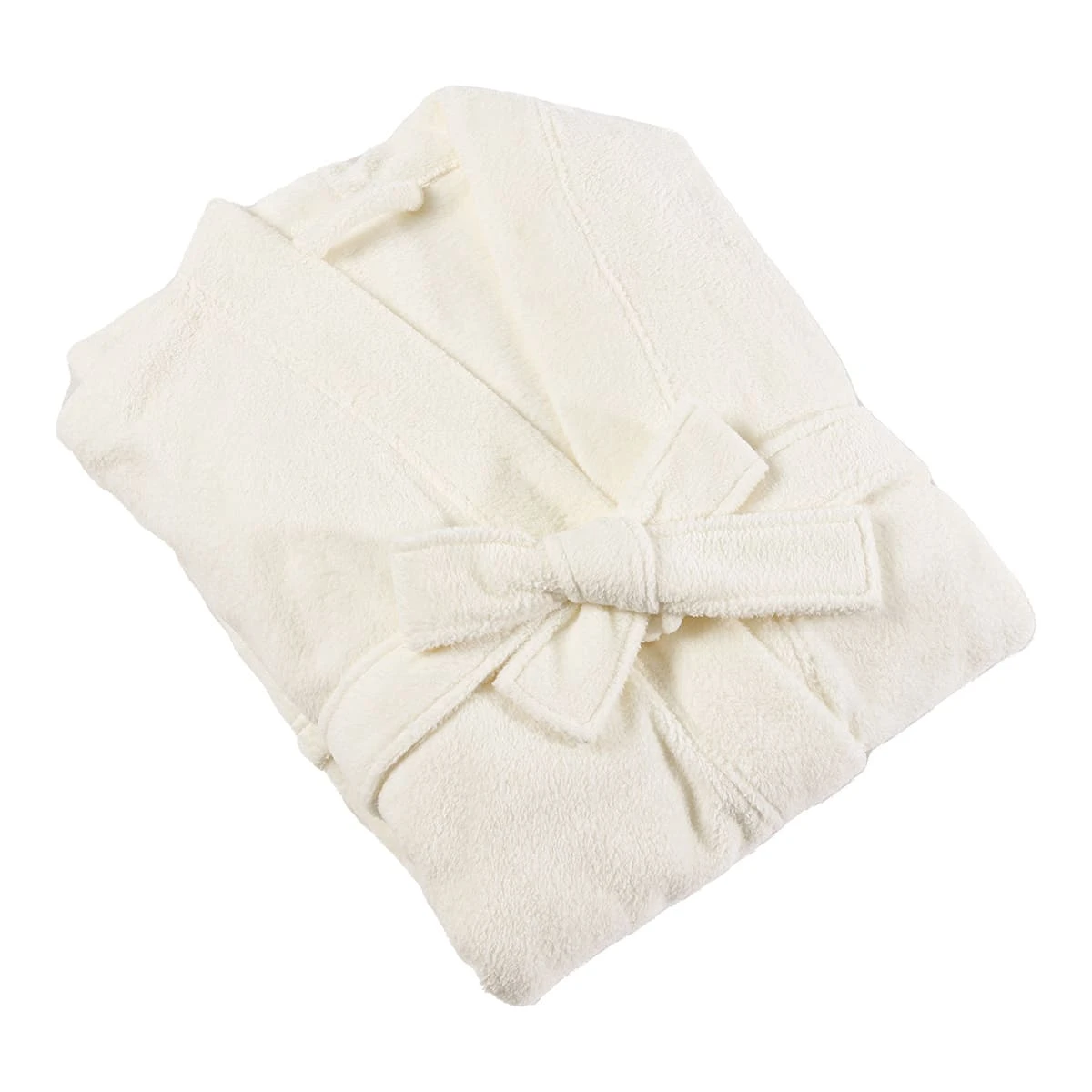 Solid Color Flannel Bathrobe (Cream)