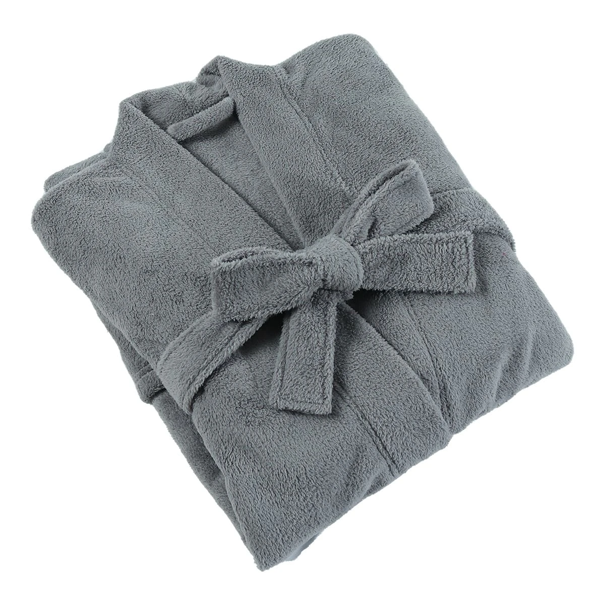 Solid Color Flannel Bathrobe (Grey)