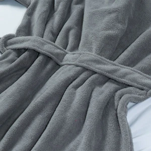 Solid Color Flannel Bathrobe (Grey)