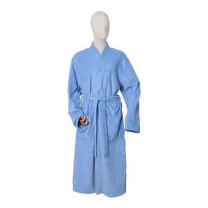 Solid Color Flannel Bathrobe (Blue)