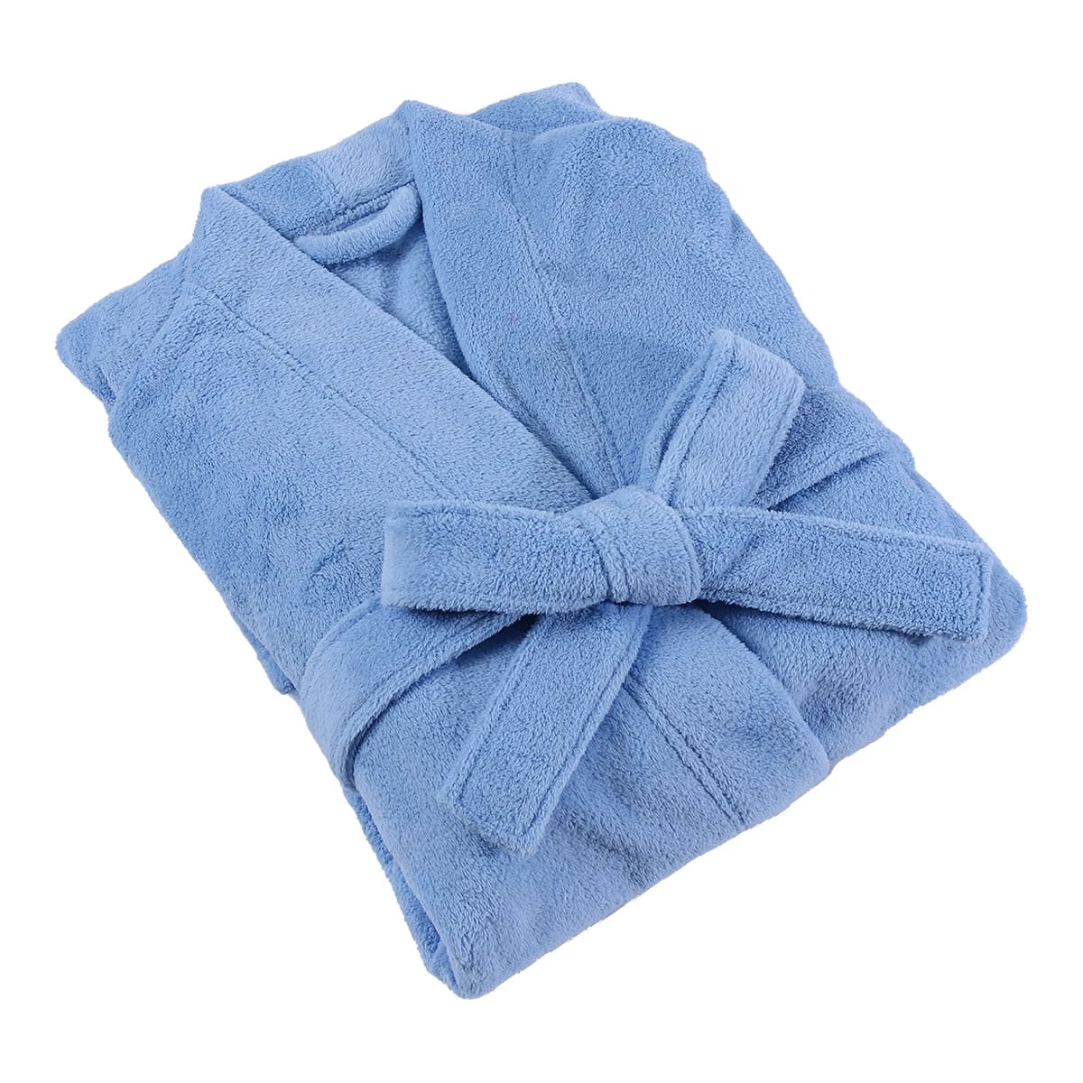 Solid Color Flannel Bathrobe (Blue)