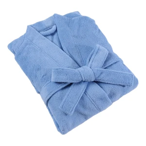 Solid Color Flannel Bathrobe (Blue)