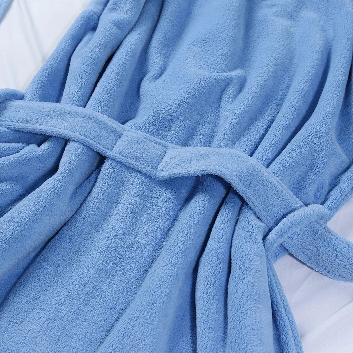 Solid Color Flannel Bathrobe (Blue)